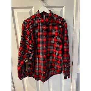Hanna Andersson Men’s Red & Black Plaid Flannel Shirt sz M EUC